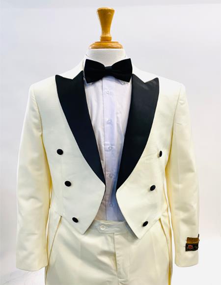 Cream ~ Black Victorian 6 Button Double Breasted Tuxedo