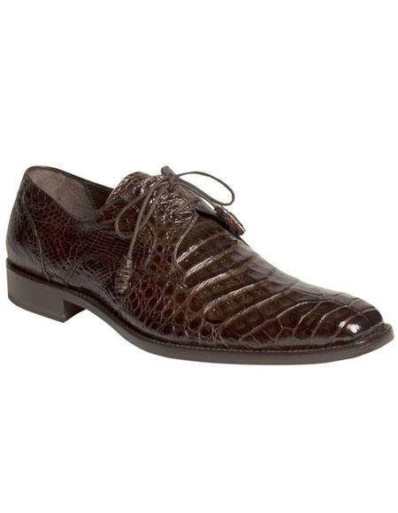 Mezlan Shoes Anderson Dark Brown Caiman Crocodile Oxfords