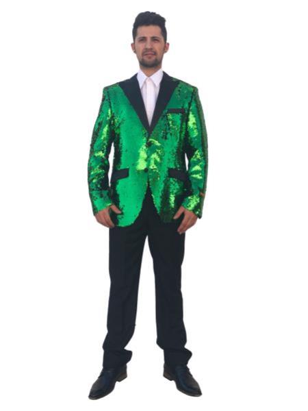 Emerald Green Tuxedo Suit With Black Pants Matching Bowtie