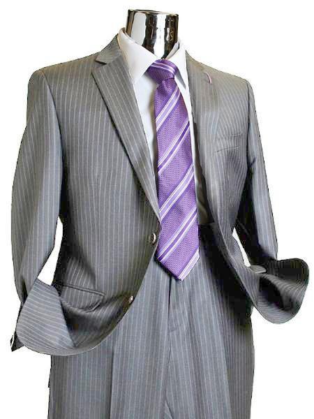Mix And Match Suits Suit Separate Men's 2 Button 100% Wool Suit Medium Grey Pinstripe ~ Stripe Disco