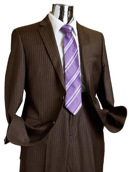 Mix And Match Suits Suit Separate Men's 2 Button Rayon Fabric Suit Dark Brown Pinstripe ~ Stripe Discounted Online Sale Only