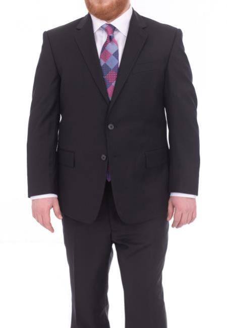 Mix And Match Suits Men's Portly Fit Two Button Super 130s Wool Suit Dark Navy Blue Suit For Men Executive Fit Suit - Mens Portly Suit