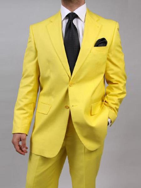 Mix And Match Suits Men's Two Button Yellow Suit Separate Any Size Jacket & Pants