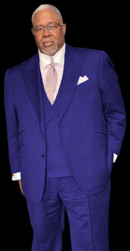 Suit With Double Breasted Vest - Pastor Suit - 1920s Style Indigo Suit