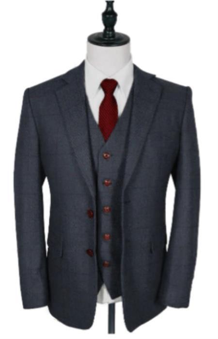 Vintage Suits - Tweed Suits - Herringbone Suits Grey