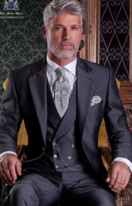 Grey Suits - Cobalt Blue Vested 3 Pieces Suits - Wedding Suit