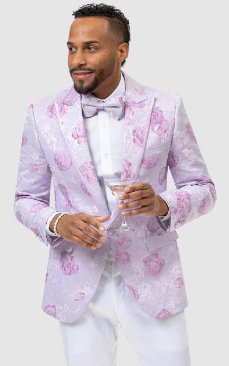 Mauve Tuxedo - Flower Floral Suit - Paisley Suit