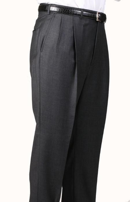 Mens Double Pleated Wool Trousers - Double Pleated Dress Pan