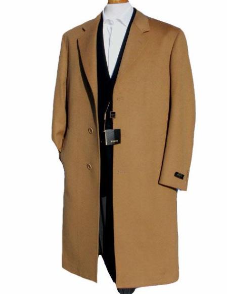 Camel Color Cashmere Wool fabric overcoats for men