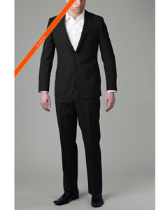  2-Button Dark color Black Wedding / Prom Outfit Multi Slim Cut Fitted Tapered cut Affordable Cheap Priced men's Dress Pinstripe Suit For Sale