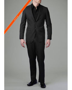  2-Button Liquid Dark color Black Wedding / Prom Outfit Modern Slim Cheap Priced Fitted Tapered cut Suit 