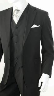  3 Piece Classic Cheap Priced Fitted Tapered cut Suit Dark color Black Wedding / Prom