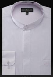  White Banded Collar Shirt