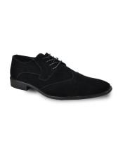  Black Lace Up Tuxedo Suede Groomsmen men's Prom Shoe Perfect for Wedding  
