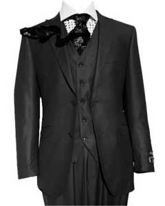  Dark color black 3 Piece Suits Slim Fit Vested Suit 