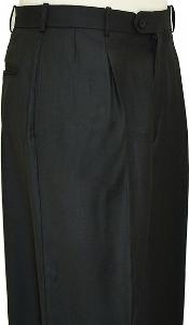 Mens Pleated Dress Pants Dark color black Wide Leg Slacks Pleated creased baggy dress trousers
