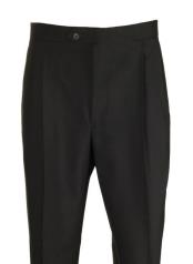 Clothing Black Pleated 100% Wool Dress Pants Unhemmed Unfinished Bottom