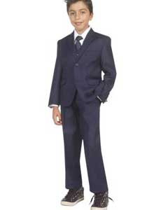  Children Kids Boys Five Piece Toddler Suits for Weddings With Vest, Shirt And Tie Navy