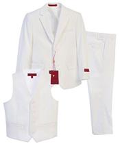  Boys 3 ~ Three Piece Vested Formal Toddler Suits For Men For Sale for Weddings With Pants Set White