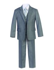  Two Buttons 5 Piece Gray Set Formal Cotton Blend Suit for Kids Toddler Suits for Weddings