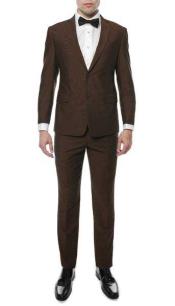  Coco Chocolate brown Classic  Two Button Notch Collared Inexpensive ~ Cheap ~ Discounted Clearance Sale Prom Extra Slim Fit Suit