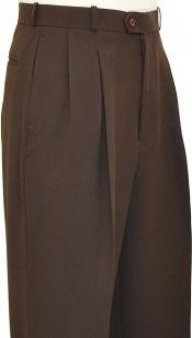 Mens Pleated Dress Pants Chocolate Coco Chocolate brown Wide Leg Slacks Pleated creased baggy dress trousers