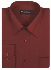  Men's Traditional Plain Solid Burgundy Color Dress Cheap Fashion Clearance Groomsmen Shirts Sale Online For Men
