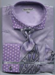  Daniel Ellissa Polka Dot French Cuff Dress Cheap Fashion Clearance Shirt Sale Online For Men Combo Lavender 