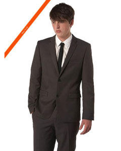  Ultra Slim Cut Dark color Black Wedding / Prom Outfit Cheap Priced Fitted Tapered cut Suit in 2-Button Style 