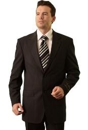  Trueran-Viscose Dark color black Classic Inexpensive ~ Cheap ~ Discounted Cheap Priced Fitted Tapered cut Pinstripe Suit