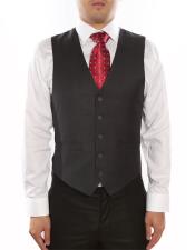  Dark Grey 5 Button Shark-skin Classic Fit Vest