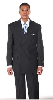  Breasted Pintstripe Suit Navy