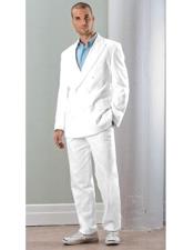 Beach Wedding outfit Double Breasted Blazer Jacket With Pant - men's All White Suit