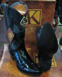  Snip Toe Formal Shoes For Men Genuine Eel Skin Leather skin Piping western - Botas EE Dark color black Dress Cowboy Los altos King Exotic Boots Cheap Priced For Sale Online