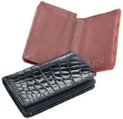  Ferrini Genuine crocodile skin Card Holder Wallet Dark color black