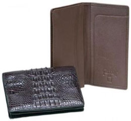 Ferrini Genuine Hornback crocodile skin Card Holder Dark black,Coco Chocolate brown Wallet 