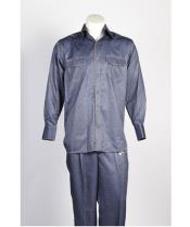  men's 5 Button Casual Blue Walking Suit 