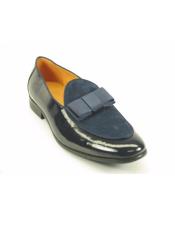  Formal Navy/Black Slip On Fashionable Dress Carrucci Shoes With Bow