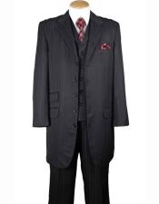 Men's Herring Bone Stripe Zoot Suit w/ Matching Stripe Vest 3106 Tan Color 