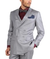 Grey Slim Fit Satin Suit