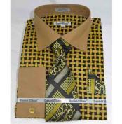  Black Mustard French Cuff Bold Large Basket Weave Pattern Dress Cheap Fashion Clearance Shirt Sale Online For Men