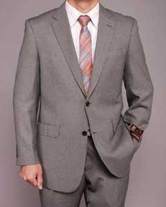  Gray Wedding / Prom Birdseye 2-button Cheap Priced Fitted Tapered cut Suit 