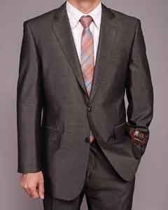  Dark Gray Wedding / Prom Shiny 2-button Cheap Priced Fitted Tapered cut Suit 