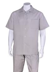  Gray Short Sleeve Linen
