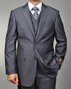  Grey Teakweave 2-button Vested 3 ~ Three Piece Cheap Priced Fitted Tapered cut Suit 