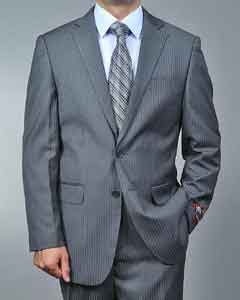  Grey Tonal Shadow Stripe ~ Pinstripe 2-button Cheap Priced Fitted Tapered cut Suit 