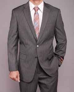  Grey Stripe ~ Pinstripe 2-button Cheap Priced Fitted Tapered cut Suit 