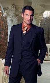 NAVY Available In 2 Buttons Notch Lapel Side Vents Modern Fit Suits Three Piece Suit WITH A VEST