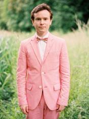  Slim Fit2 Piece Linen For Beach Wedding outfit Prom ~ Groom Wedding Groomsmen Pink Tuxedo