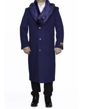  Long men's Dress Topcoat - Winter coat 4XL 5XL 6XL Indigo Blue Big and Tall Large Man ~ Plus Size Trench Coat Three Button Raincoats Removable Fur Collar Notch LapOvercoat